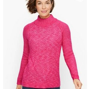 Talbots Plus texturized stitch Sweater twist Knit Long-Sleeve Fuchsia Size 1X